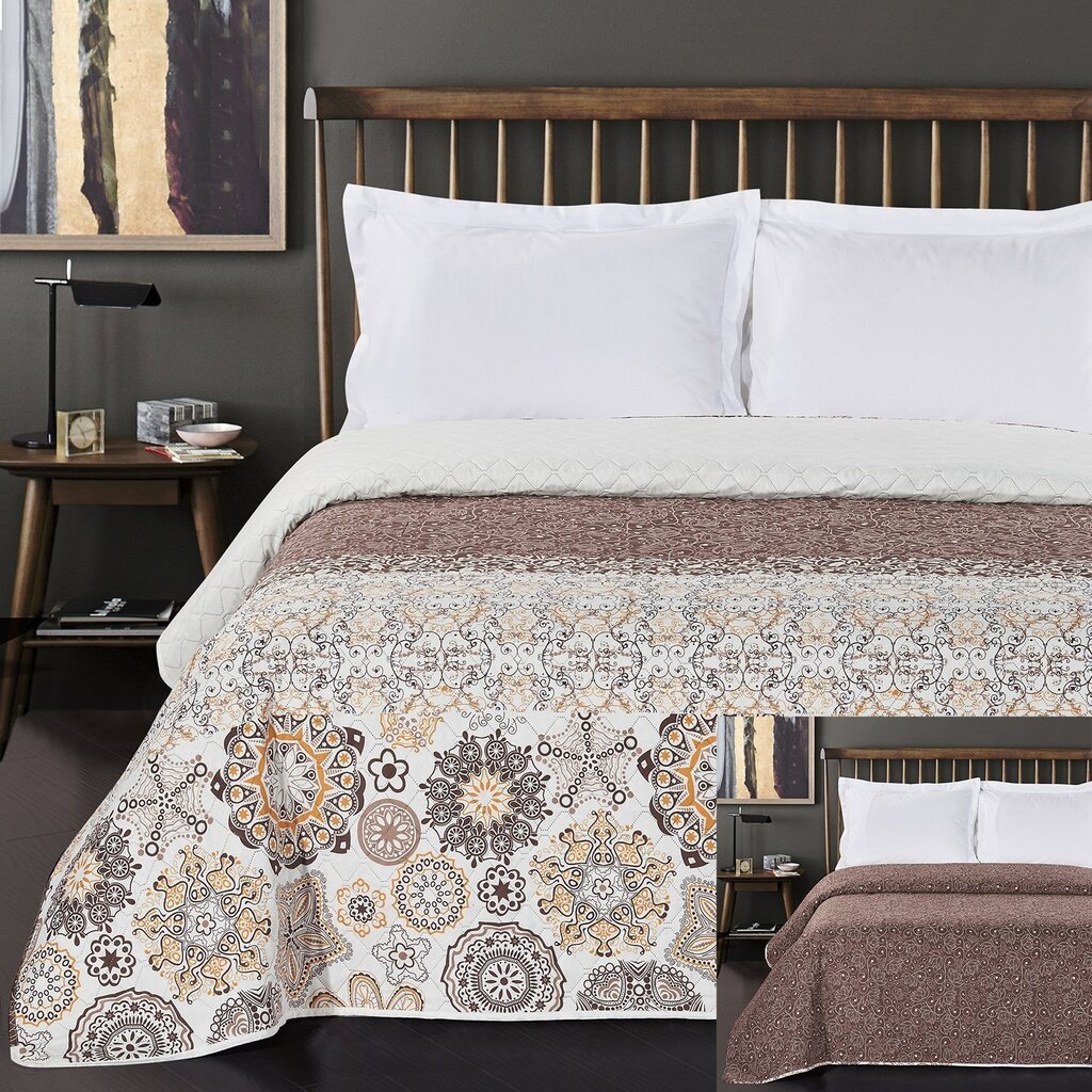 Divpusējs gultas pārklājs Alhambra Brown Orange, 240x260 cm цена и информация | Gultas pārklāji, pledi | 220.lv