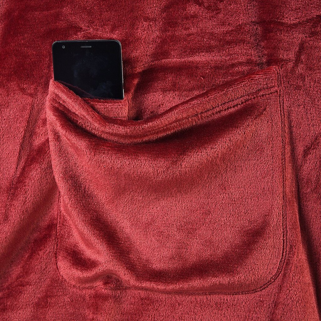 Pleds ar piedurknēm un kabatām LAZY Snug, sarkanā krāsā - dažādi izmēri cena un informācija | Gultas pārklāji, pledi | 220.lv
