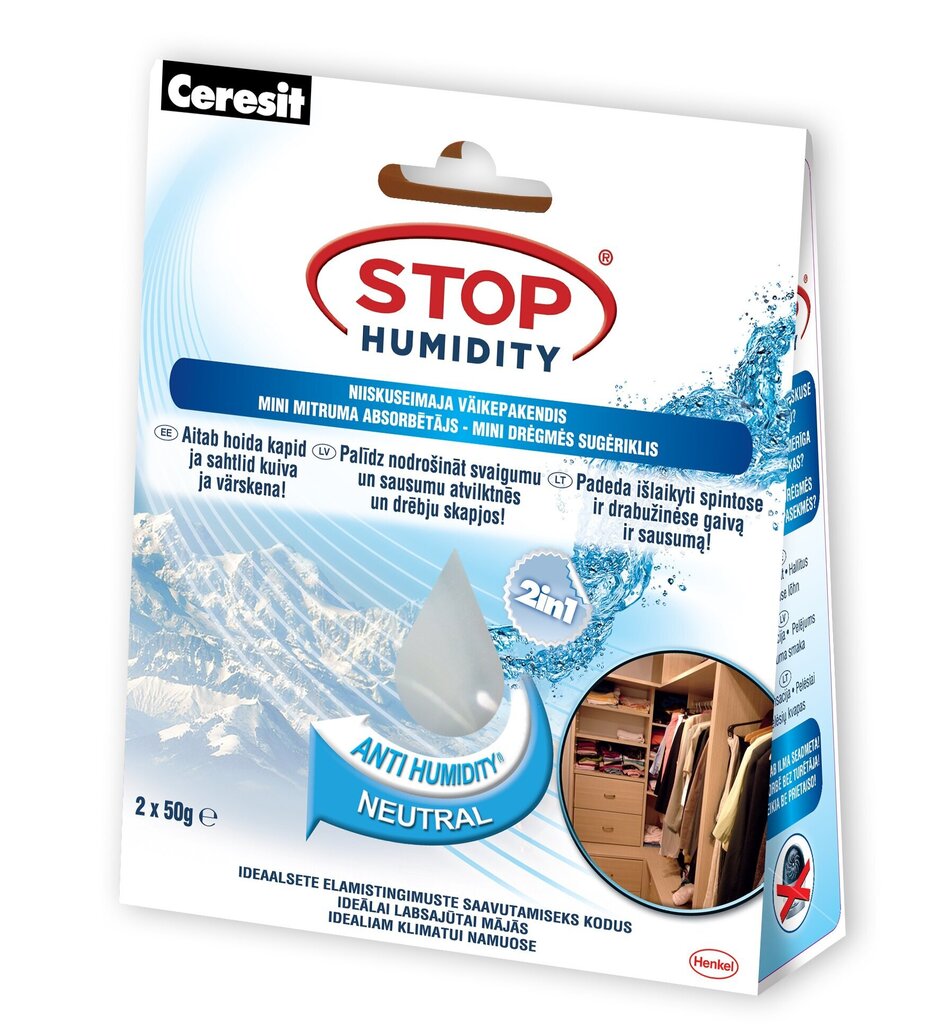 Mitruma absorbētājs Stop Humidity Mini Neutral 2x50g. цена и информация | Gaisa sausinātāji, mitruma savācēji | 220.lv