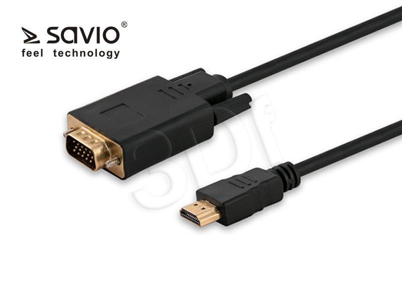 Savio adapteris - HDMI uz VGA pārveidotājs 1.8m cena un informācija | Kabeļi un vadi | 220.lv