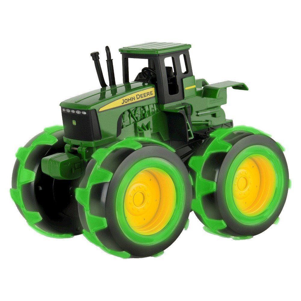 JOHN DEERE traktors ar izgaismotiem riteņiem Monster, 46434 cena un informācija | Rotaļlietas zēniem | 220.lv