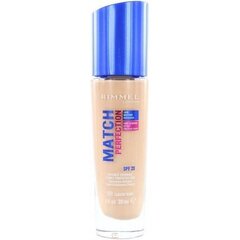 Тональное средство Rimmel London Match Perfection SPF20 30 мл, 010 Light Porcelain цена и информация | Пудры, базы под макияж | 220.lv