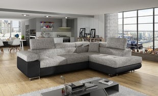 Stūra dīvāns NORE Anton, melns/pelēks cena un informācija | Stūra dīvāni | 220.lv