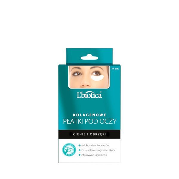 Kolagēna spilventiņi tumšo loku un pietūkuma mazināšanai ap acīm L'Biotica, 3 x 2 gab. цена и информация | Sejas maskas, acu maskas | 220.lv