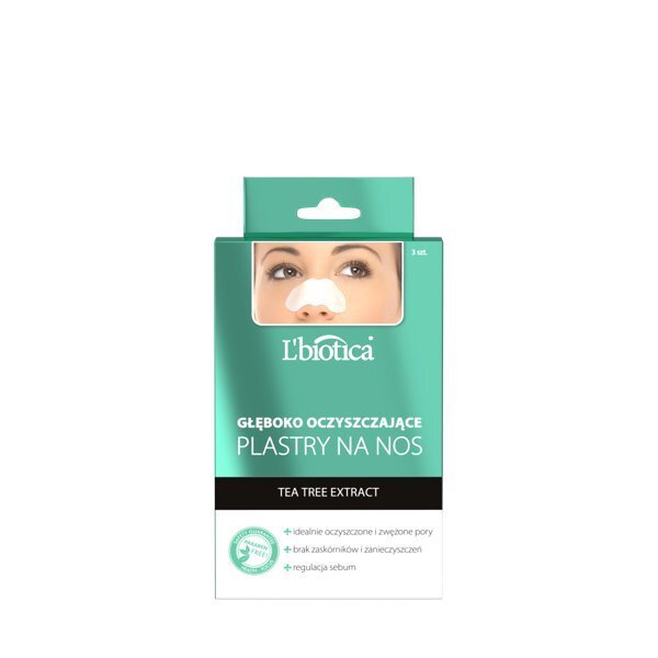 Dziļi attīrošs deguna plāksteris ar tējas ekstraktu L'Biotica, 3 gab. cena un informācija | Sejas maskas, acu maskas | 220.lv