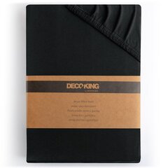 DecoKing jersey Amber Black palags ar gumiju, 200x220 cm цена и информация | Простыни | 220.lv
