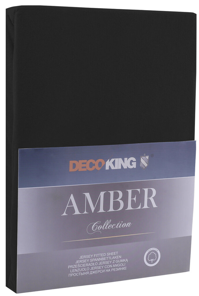 DecoKing jersey Amber Black palags ar gumiju, 90x200 cm cena un informācija | Palagi | 220.lv