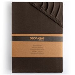 DecoKing jersey Amber Chocolate palags ar gumiju, 200x220 cm cena un informācija | Palagi | 220.lv