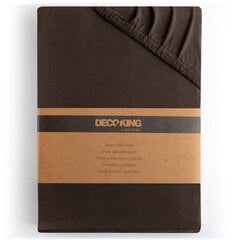 DecoKing jersey Amber Chocolate palags ar gumiju, 200x220 cm цена и информация | Простыни | 220.lv