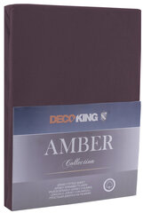 DecoKing jersey Amber Chocolate palags ar gumiju, 200x200 cm cena un informācija | Palagi | 220.lv