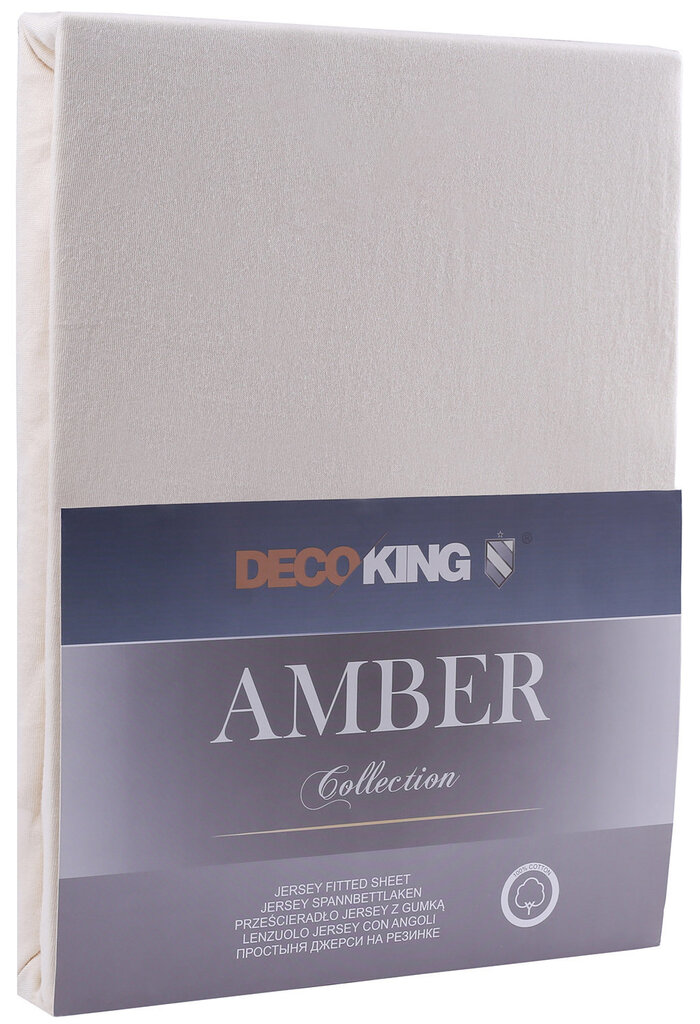 DecoKing jersey Amber Cream palags ar gumiju, 200x220 cm cena un informācija | Palagi | 220.lv