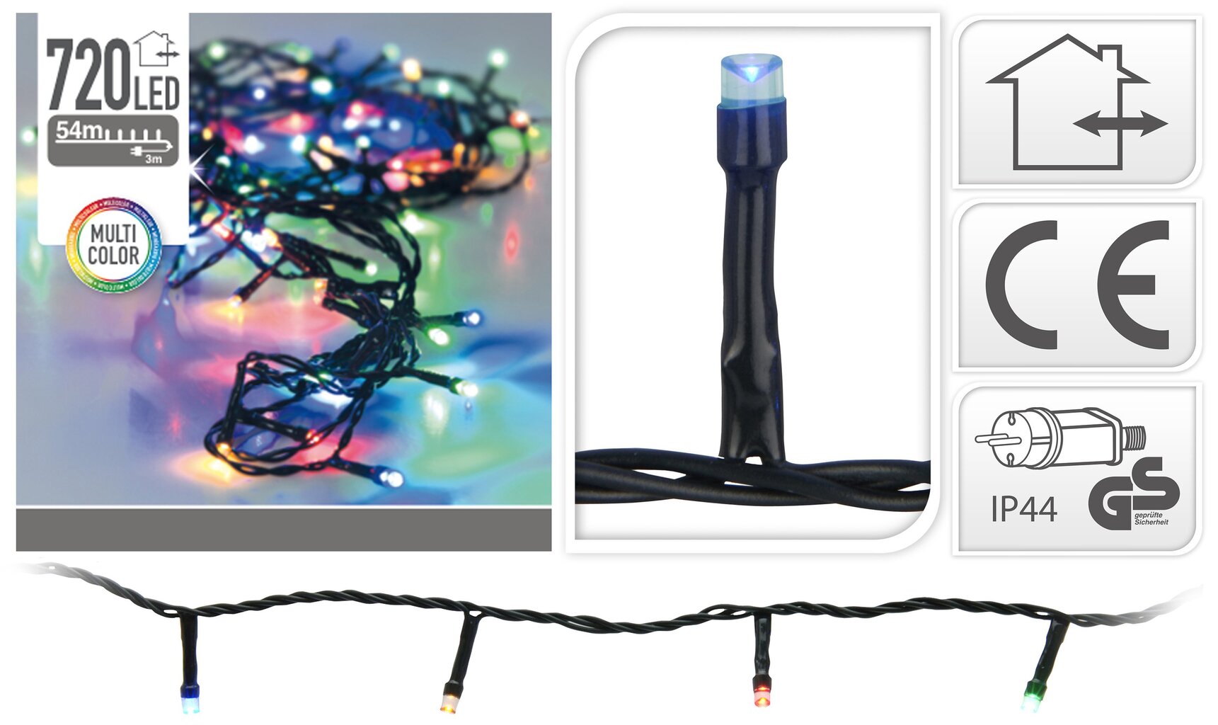 LED virtene GREEN MULTI-720 цена и информация | Ziemassvētku lampiņas, LED virtenes | 220.lv