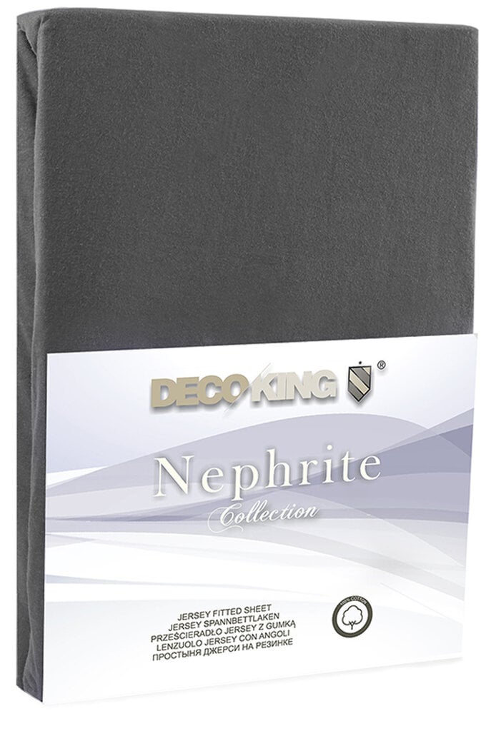 DecoKing jersey Nephrite Dimgrey collection palags ar gumiju, 120x200 cm cena un informācija | Palagi | 220.lv