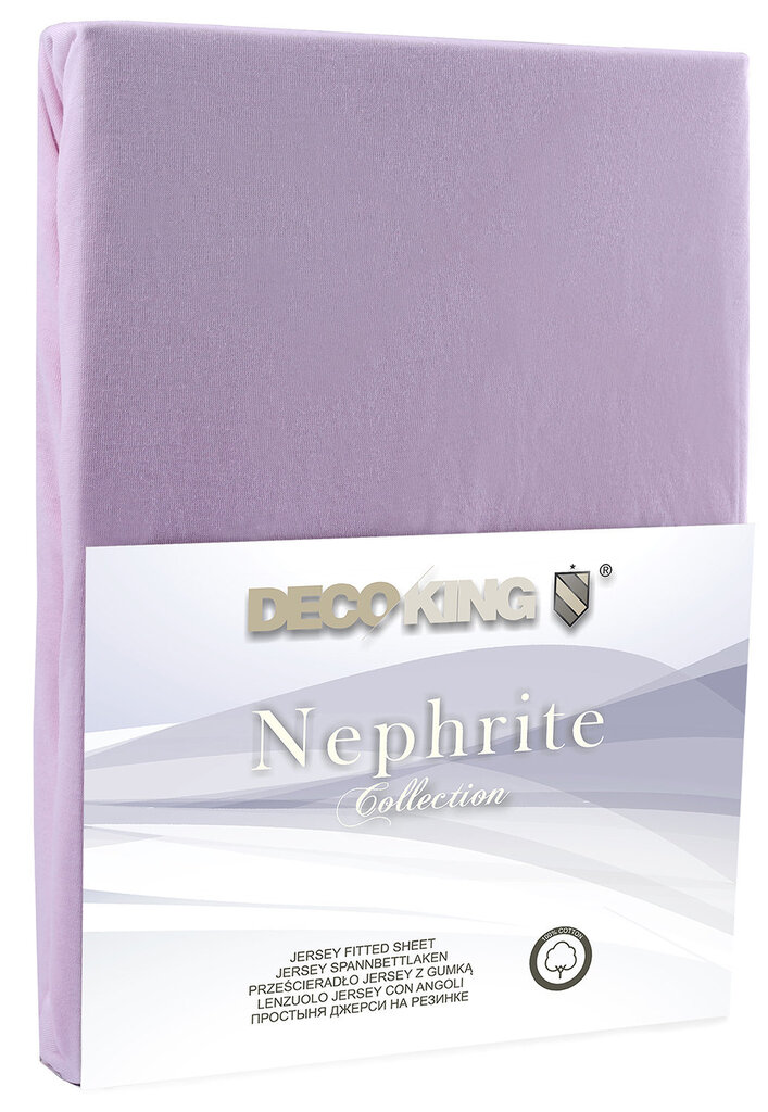 DecoKing jersey Nephrite Lilac collection palags ar gumiju, 140x200 cm cena un informācija | Palagi | 220.lv