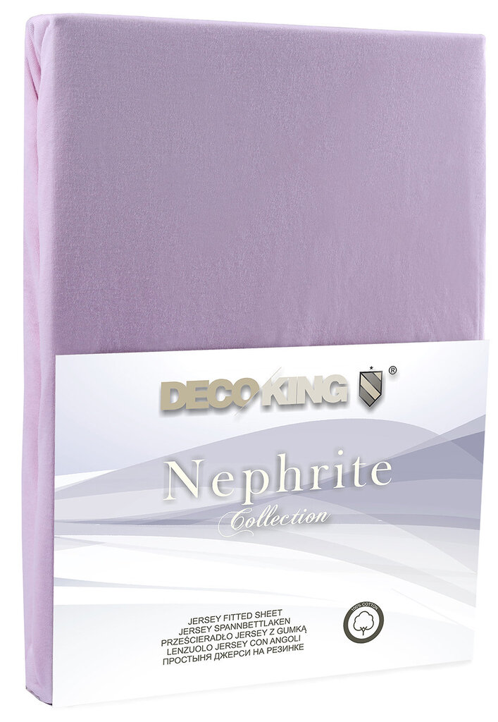 DecoKing jersey Nephrite Lilac collection palags ar gumiju, 120x200 cm cena un informācija | Palagi | 220.lv