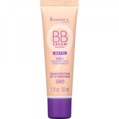 Rimmel London BB Cream 9in1 Matte BB-krēms 30 ml, Light cena un informācija | Grima bāzes, tonālie krēmi, pūderi | 220.lv