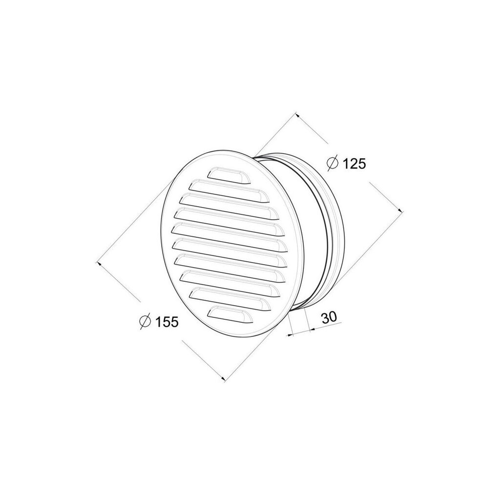 Ventilācijas režģis Awenta, 125mm, balta krāsa cena un informācija | Ventilatori vannas istabai | 220.lv