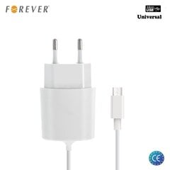 Forever Universāls 5V 2.1A Micro USB 1A Vada 1.2m Tīkla lādētājs Telefonam / Planšetdatoram (Euro CE) Balta цена и информация | Зарядные устройства для телефонов | 220.lv