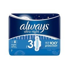 Higieniskās paketes Always Ultra Night With Wings, 7 gab. cena un informācija | Tamponi, higiēniskās paketes, ieliktnīši | 220.lv