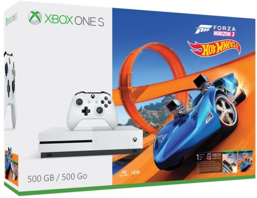 Microsoft Xbox ONE S 500GB + Forza Horizon 3 + Hot Wheels cena un informācija | Spēļu konsoles | 220.lv