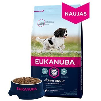 Eukanuba Adult​ sausā barība suņiem ar vistu M, 15 kg cena un informācija | Sausā barība suņiem | 220.lv