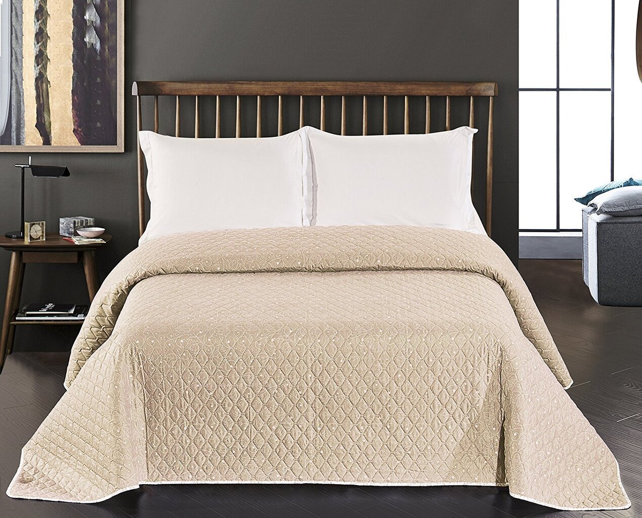 Divpusējs gultas pārklājs smilšu, 240x260 cm цена и информация | Gultas pārklāji, pledi | 220.lv