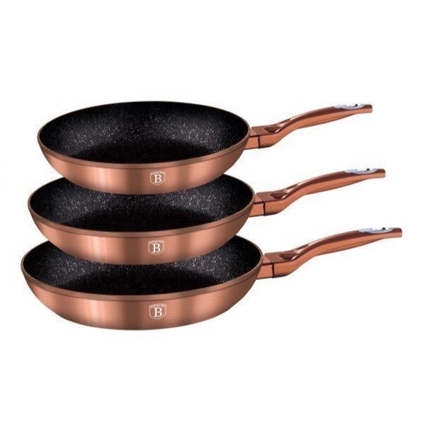 Berlinger Haus Copper Metallic Touch Line pannu komplekts, 3 daļu cena un informācija | Pannas | 220.lv