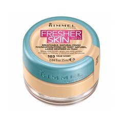 Krēmpūderis Rimmel London Fresher Skin SPF15 25 ml, 103 True Ivory cena un informācija | Grima bāzes, tonālie krēmi, pūderi | 220.lv