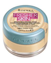 Krēmpūderis Rimmel London Fresher Skin SPF15 25 ml, 101 Classic Ivory цена и информация | Пудры, базы под макияж | 220.lv