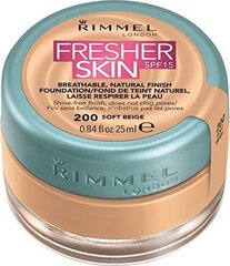 Krēmpūderis Rimmel London Fresher Skin SPF15 25 ml, 200 Soft Beige cena un informācija | Grima bāzes, tonālie krēmi, pūderi | 220.lv