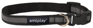 Amiplay regulējama kakla siksna Shine, XL, melna цена и информация | Ошейники, подтяжки для собак | 220.lv
