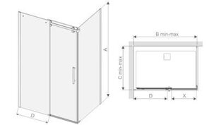 Stūra dušas kabīne Sanplast Altus KND2/ALTIIa 80x120-130s kaina ir informacija | Dušas kabīnes | 220.lv