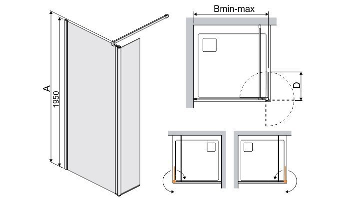 Dušas kabīne Walk-In Sanplast Prestige III PR2/PR III 140s, manhatan цена и информация | Dušas durvis, dušas sienas | 220.lv