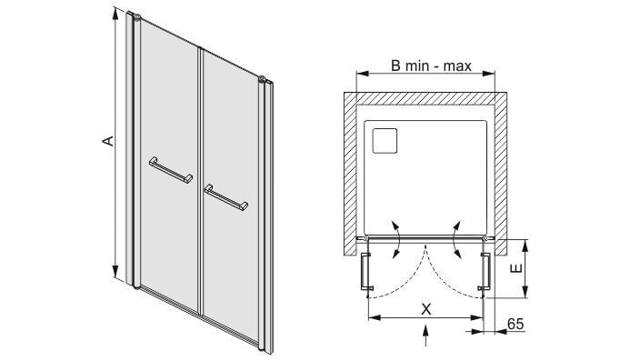 Nišas dušas durvis Sanplast Pristige III DD/PR III 80s, pergamon cena un informācija | Dušas durvis, dušas sienas | 220.lv