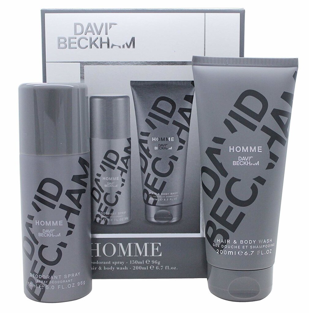 Komplekts David Beckham Homme: dezodorants 150 ml + dušas želeja 200 ml cena un informācija | Parfimēta sieviešu kosmētika | 220.lv