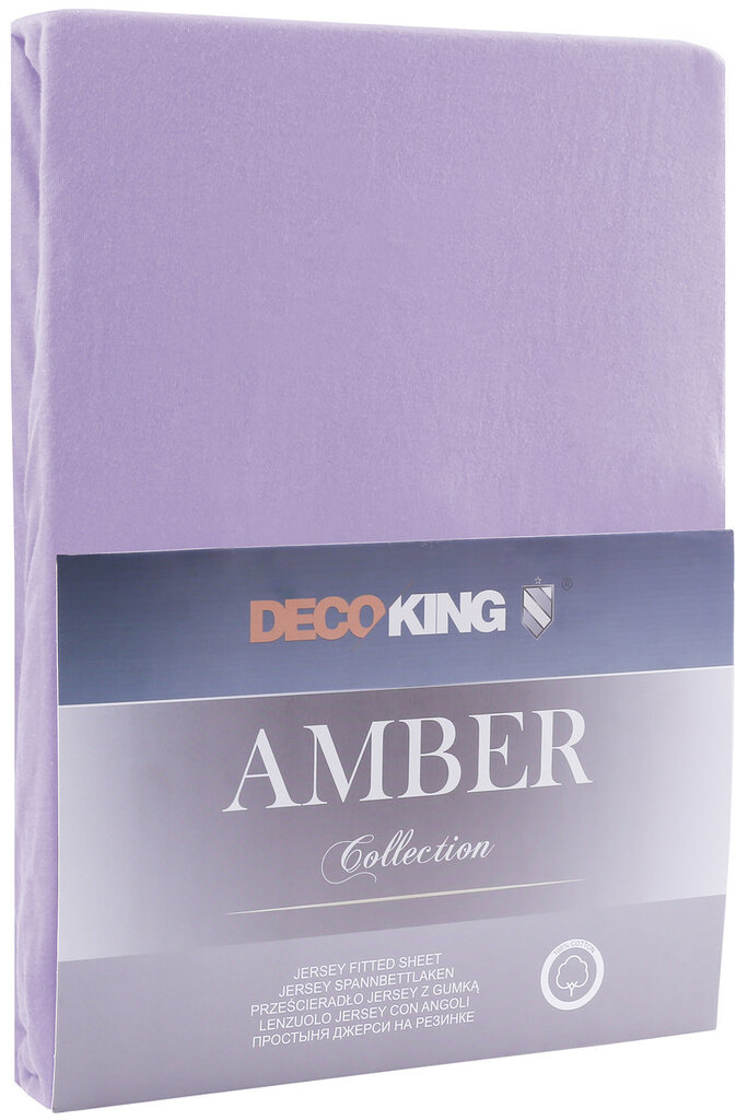 DecoKing trikotāžas Amber Violet palags ar gumiju, 200x220 cm цена и информация | Palagi | 220.lv