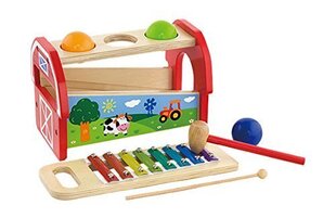 Spēļu ksilofons un āmurs koka kastē Viga cena un informācija | Rotaļlietas zīdaiņiem | 220.lv