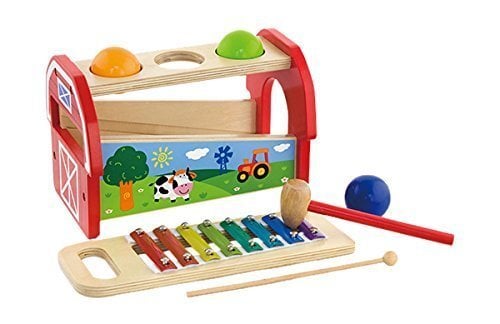 Spēļu ksilofons un āmurs koka kastē Viga цена и информация | Rotaļlietas zīdaiņiem | 220.lv