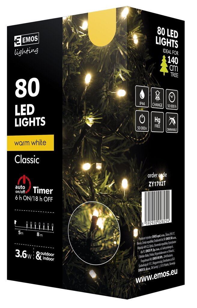 Ziemassvētku virtene EMOS 80LED 8m cena un informācija | Ziemassvētku lampiņas, LED virtenes | 220.lv