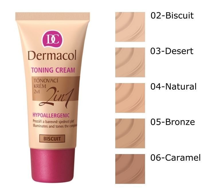 Tonālais krēms Dermacol Creams 2 in 1 30 ml цена и информация | Grima bāzes, tonālie krēmi, pūderi | 220.lv