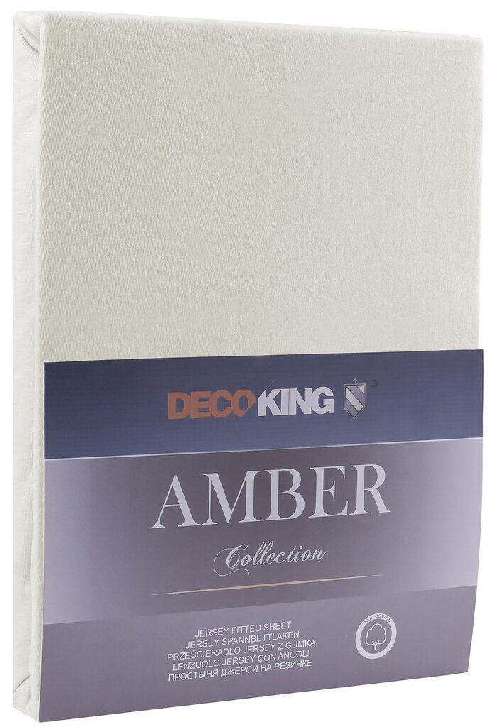 DecoKing trikotāžas Amber Ecru palags ar gumiju, 180x200 cm cena un informācija | Palagi | 220.lv