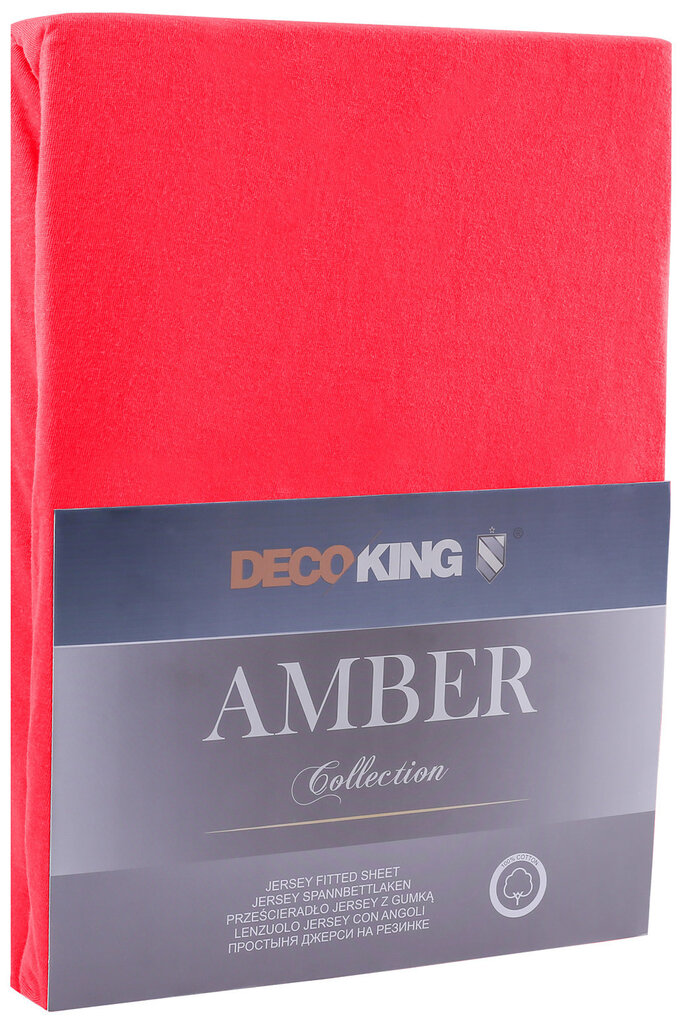 DecoKing trikotāžas Amber Red palags ar gumiju, 240x200 cm cena un informācija | Palagi | 220.lv