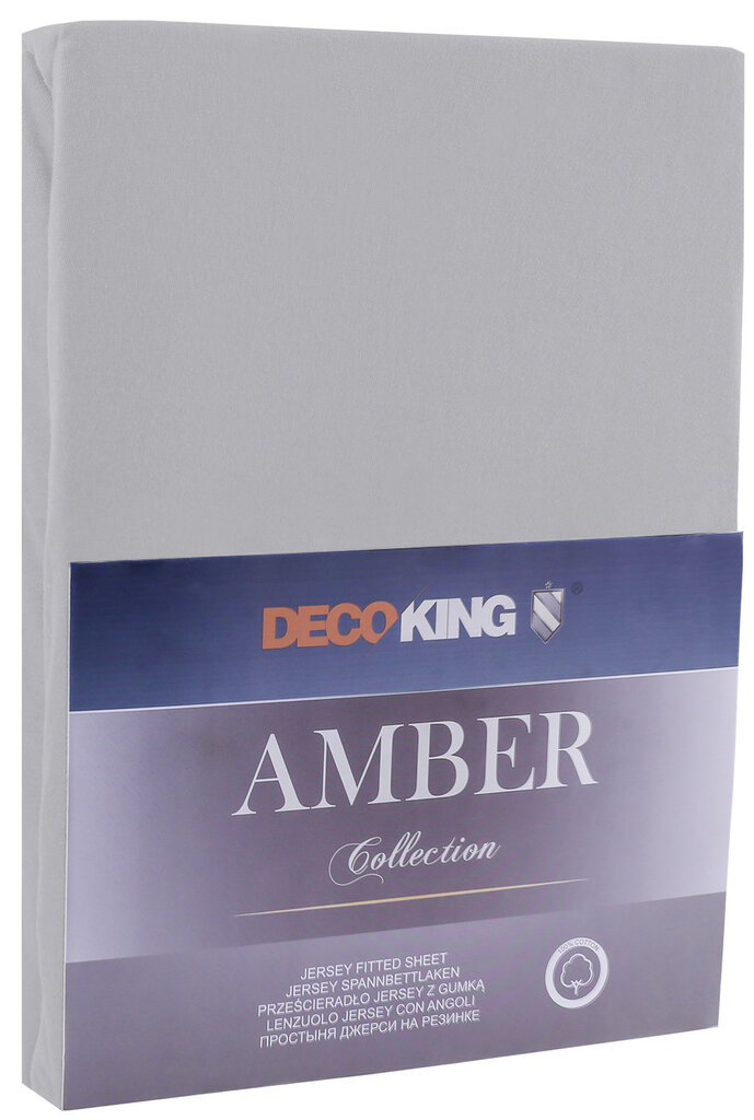 DecoKing trikotāžas Amber Steel palags ar gumiju, 180x200 vai 200x200 cm cena un informācija | Palagi | 220.lv