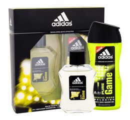 Komplekts vīriešiem Adidas Pure Game: tualetes ūdens, EDT, 100 ml + dušas želeja, 250 ml cena un informācija | Vīriešu smaržas | 220.lv