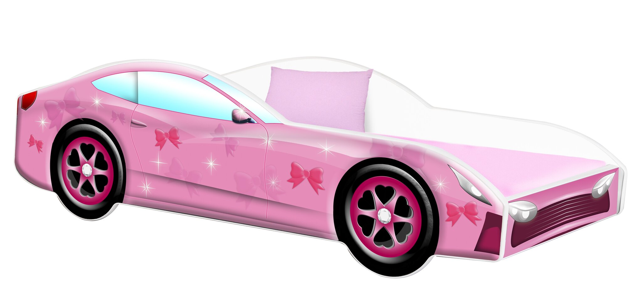 Gulta ar matraci Car BED-PINK-2, 140x70 cm, rozā цена и информация | Bērnu gultas | 220.lv