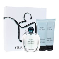 Komplekts Armani Acqua Di Gioia sievietēm: parfimērijas ūdens EDP, 100 ml + ķermeņa losjons, 75 ml + dušas želeja, 75 ml cena un informācija | Sieviešu smaržas | 220.lv