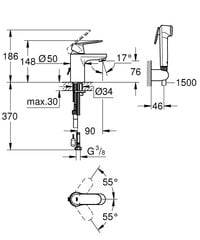 Bidē maisītājs Grohe Eurosmart Cosmo, hroma, 23125000 cena un informācija | Jaucējkrāni | 220.lv