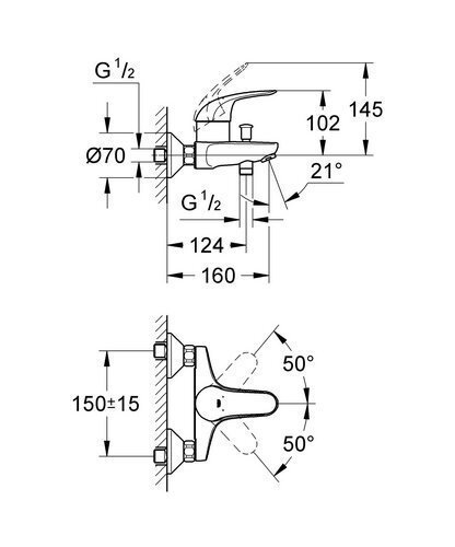 Vannas maisītājs Grohe Euroeco, hroma, 32743000 cena un informācija | Jaucējkrāni | 220.lv