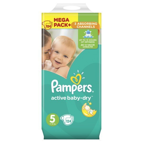 Autiņbiksītes Pampers Mega Box, 11-18 kg, 124 gab. cena un informācija | Autiņbiksītes | 220.lv