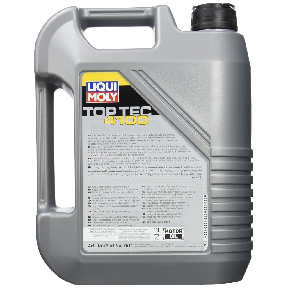 Sintētiskā motoreļļa Liqui-Moly Top Tec 4100 5W-40, 5L cena un informācija | Motoreļļas | 220.lv